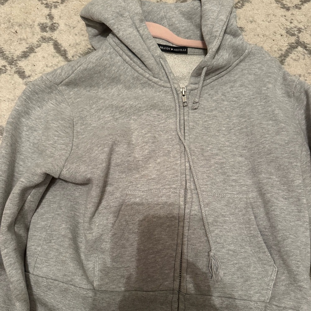 Brandy Melville cropped grey zip up